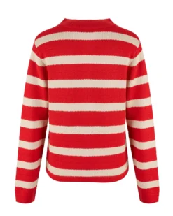 BACHATA - Cardigan manica lunga rossa a righe beige da donna