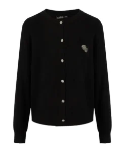 BACHATA - Cardigan manica lunga nero con bottoni da donna