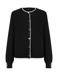 BACHATA - Cardigan manica lunga nero e bianco con bottoni da donna