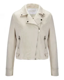 BACHATA - Giacca dainetto beige da donnna con chisura zip