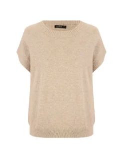 BACHATA - Gilet beige lavorato a maglia da donna