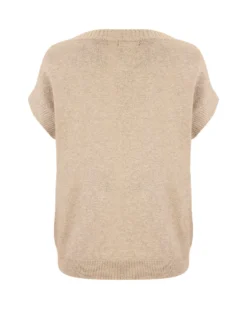 BACHATA - Gilet beige lavorato a maglia da donna