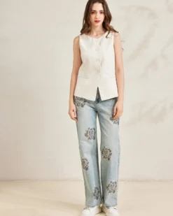 BACHATA - Gilet biancio con bottoni