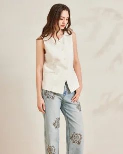BACHATA - Gilet biancio con bottoni