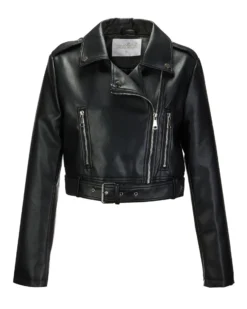 BACHATA - GIUBBINO BIKER NERO DA DONNA CON CINTURA