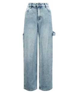 BACHATA - Jeans balloon blu chiaro con strass