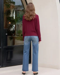 BACHATA - Maglia manica lunga a lupetto bordeaux da donna