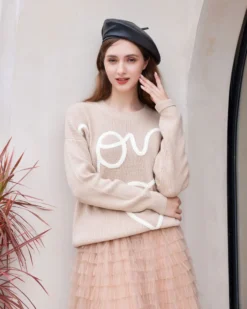 BACHATA - Maglia manica lunga beige e bianca da donna