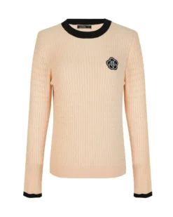 BACHATA - Maglia manica lunga beige e nera da donna