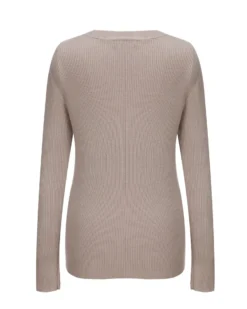 BACHATA - Maglia manica lunga beige scollo a V