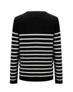 BACHATA - Maglia manica lunga nera a righe bianche con scritta Amour