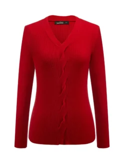 BACHATA - Maglia manica lunga rossa scollo a V