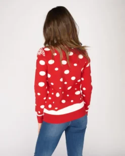 BACHATA - Maglia natalizia da donna rossa con renna