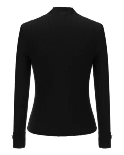 BACHATA - Maglia nera da donna a manica lunga con collo alto