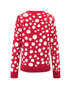 BACHATA - Maglia pullover rossa con pois bianchi