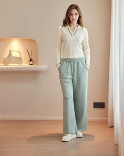 BACHATA - Pantapalazzo verde chiaro con elastico in vita