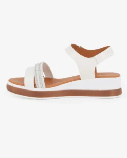 BACHATA - Sandalo bianco con sottopiede in VERA PELLE e doppia fascia frontale - MADE IN ITALY
