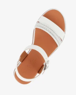 BACHATA - Sandalo bianco con sottopiede in VERA PELLE e doppia fascia frontale - MADE IN ITALY