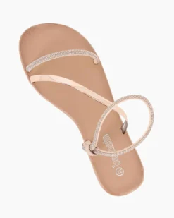 BACHATA - Sandalo nude con strass e cinturino diagonale