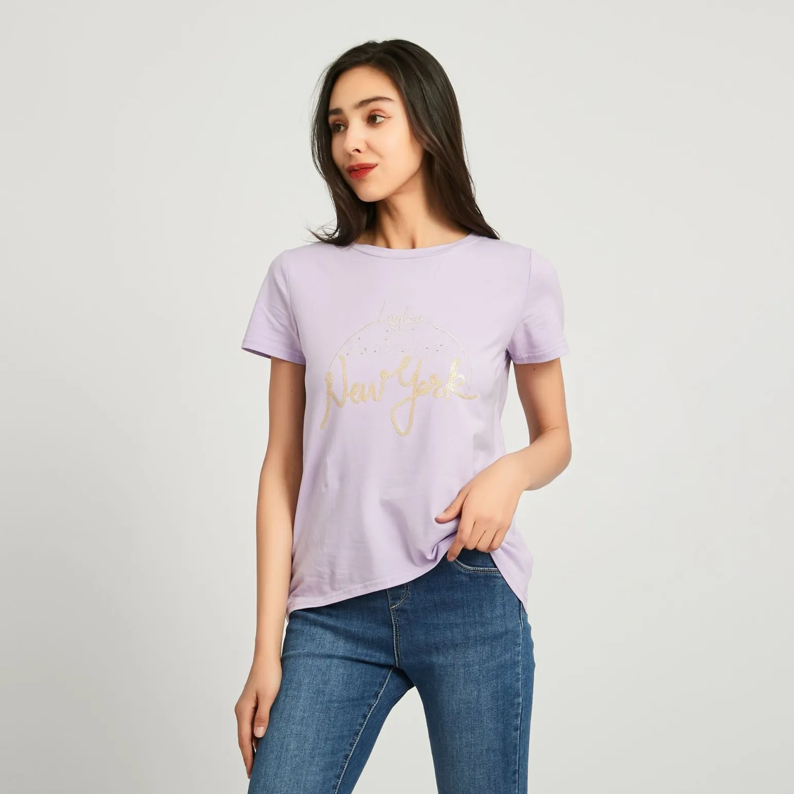 BACHATA - TSHIRT DONNA MANICA CORTA LILLA