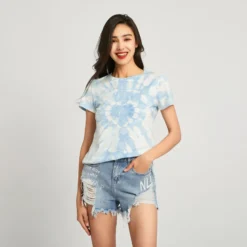 BACHATA - TSHIRT MANICA CORTA CELESTE TIE-DYE