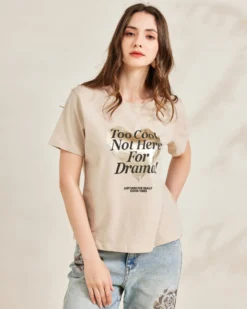 BACHATA - Tshirt manica corta con stampa beige