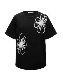 BACHATA -Tshirt manica corta con stampa fiori