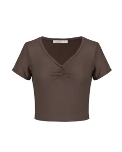 BACHATA - Tshirt manica corta marrone
