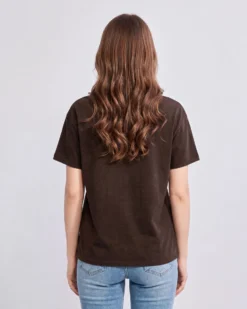 BACHATA - Tshirt manica corta marrone con strass