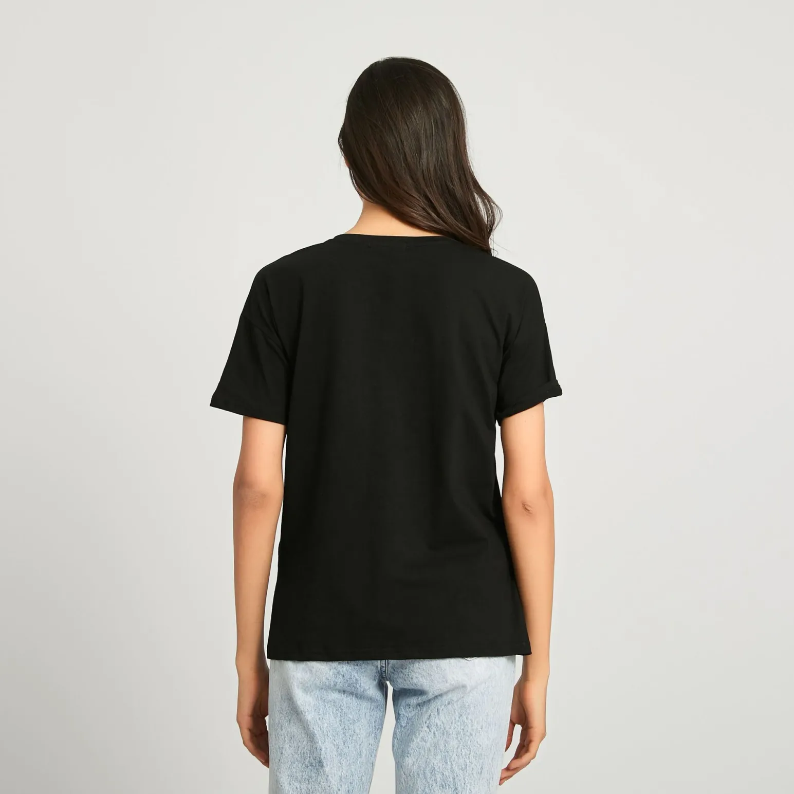 BACHATA - TSHIRT MANICA CORTA NERA CON PIALLETTES MULTICOLOR