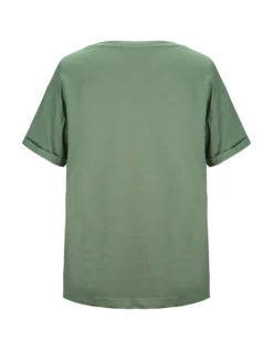 BACHATA - Tshirt manica corta verde militare con scritta e stampa