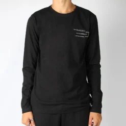 B&A - T-SHIRT NERA MANICA LUNGA CON APPLICAZIONE