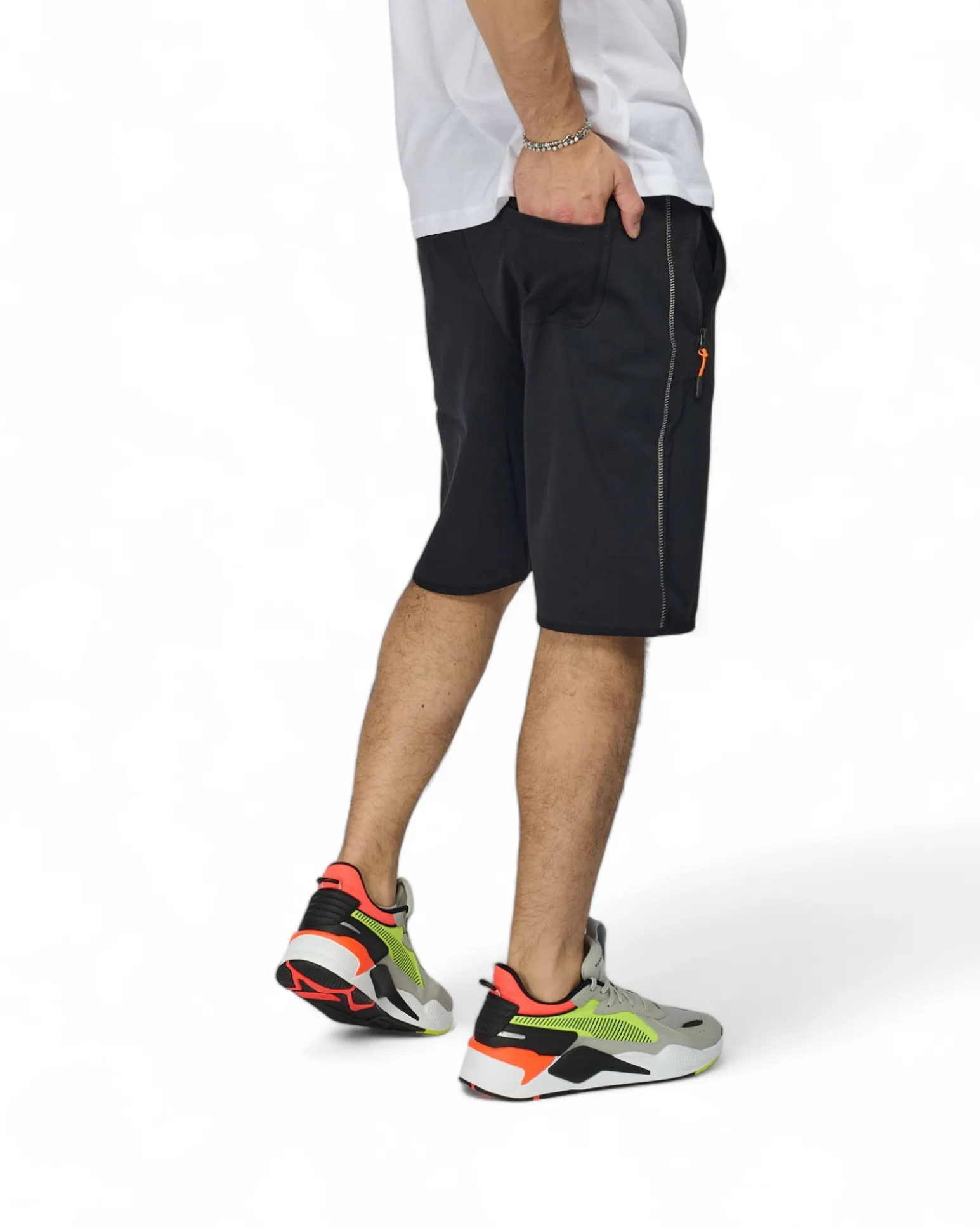 BERMUDA FELPA ZIP + STAMPA