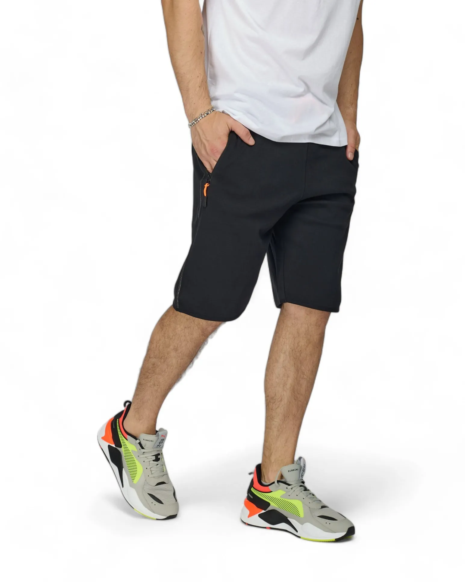 BERMUDA FELPA ZIP + STAMPA