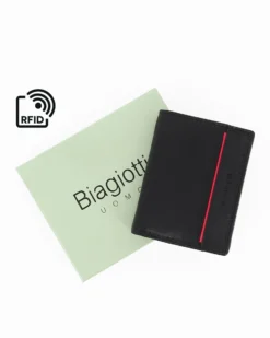 BIAGIOTTI - Portafoglio da uomo nero in VERA PELLE