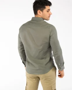 BLUE LEMON - CAMICIA BD MANICA LUNGA LINO 2 TASCHINI
