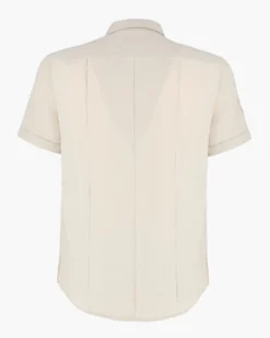 BLUE LEMON - Camicia manica corta beige in lino