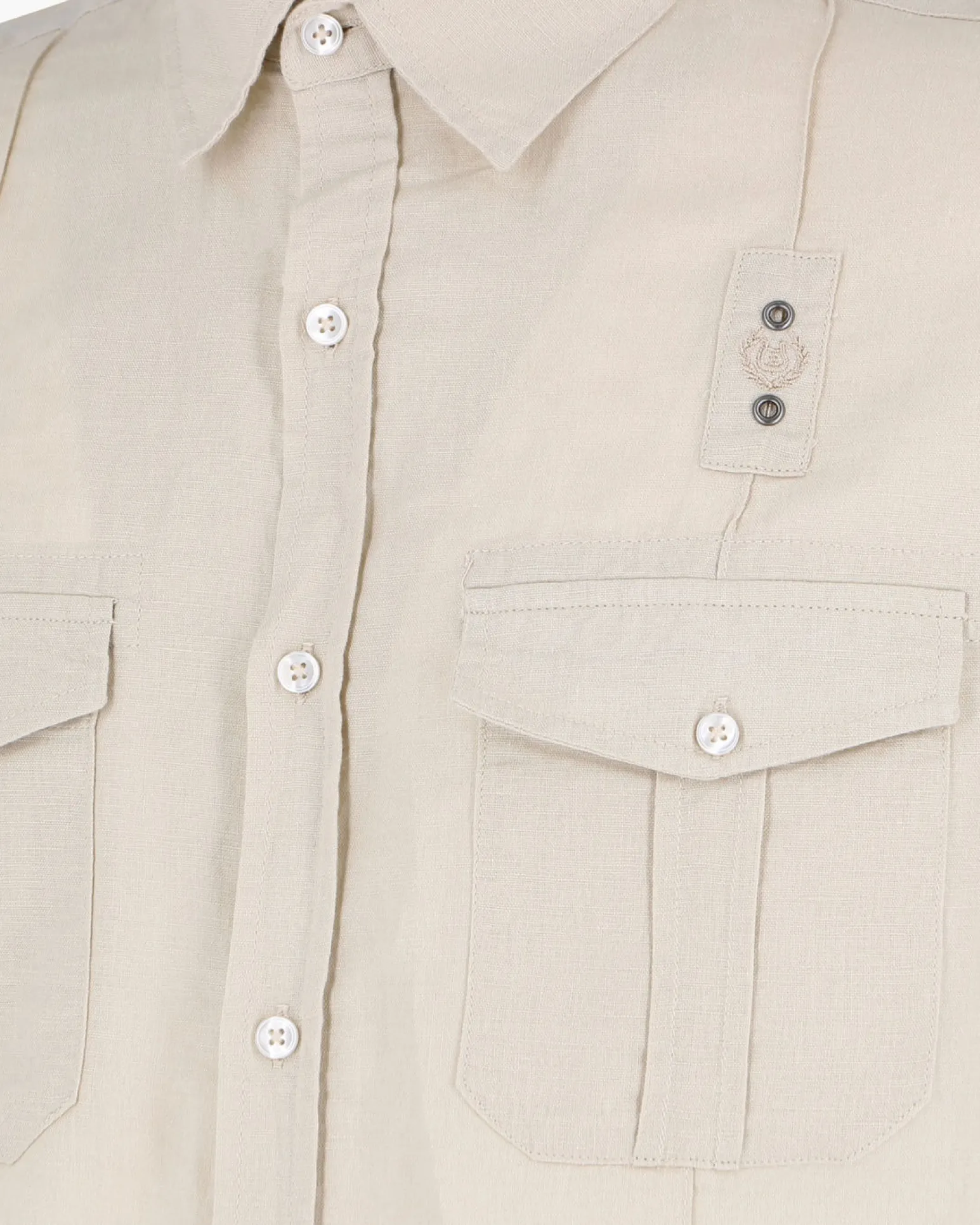 BLUE LEMON - Camicia manica corta beige in lino