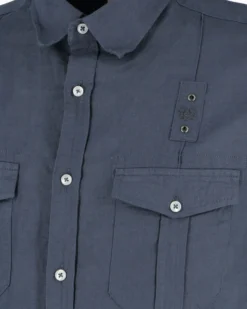 BLUE LEMON - Camicia manica corta indaco in lino