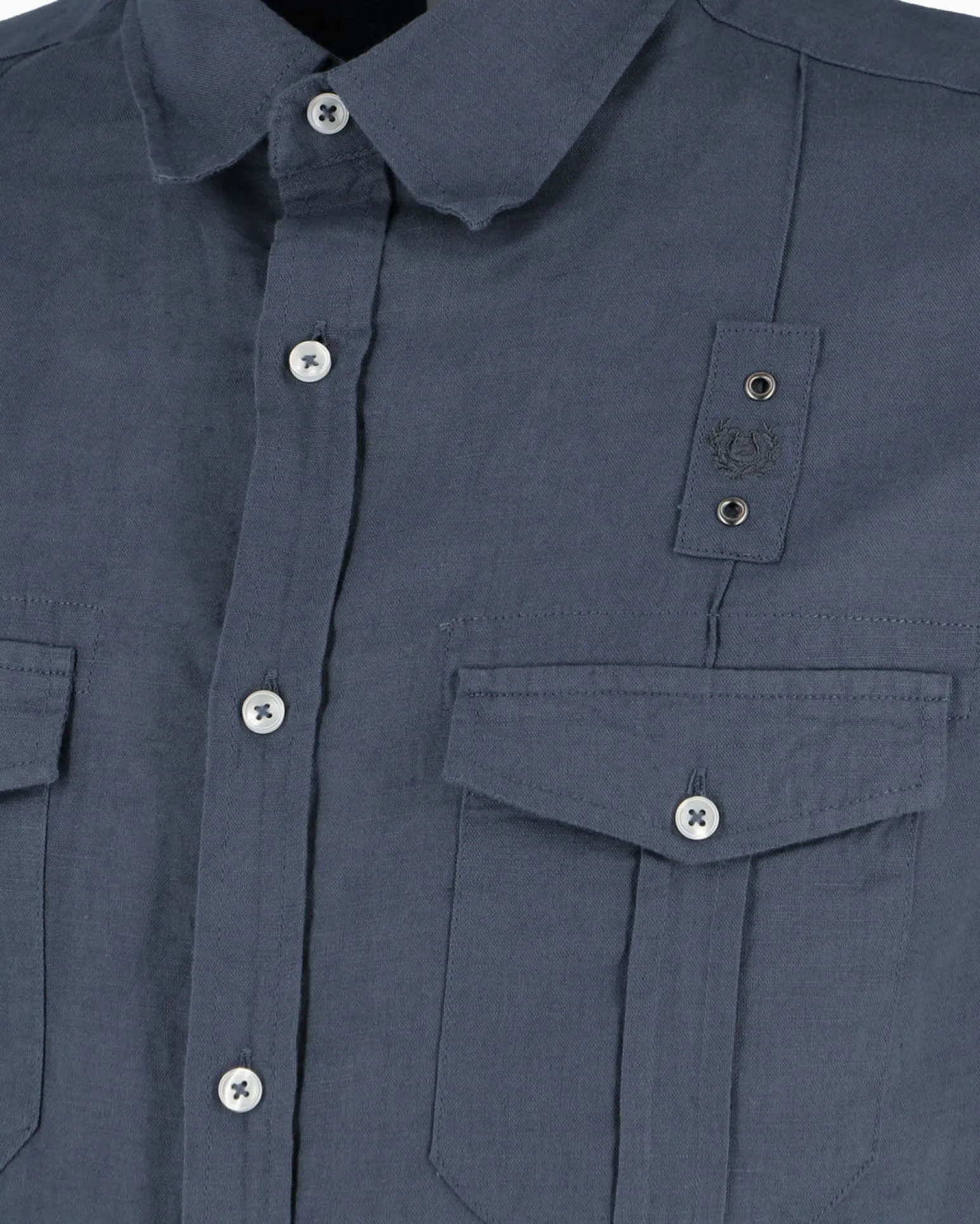 BLUE LEMON - Camicia manica corta indaco in lino