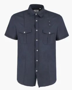 BLUE LEMON - Camicia manica corta blu in lino