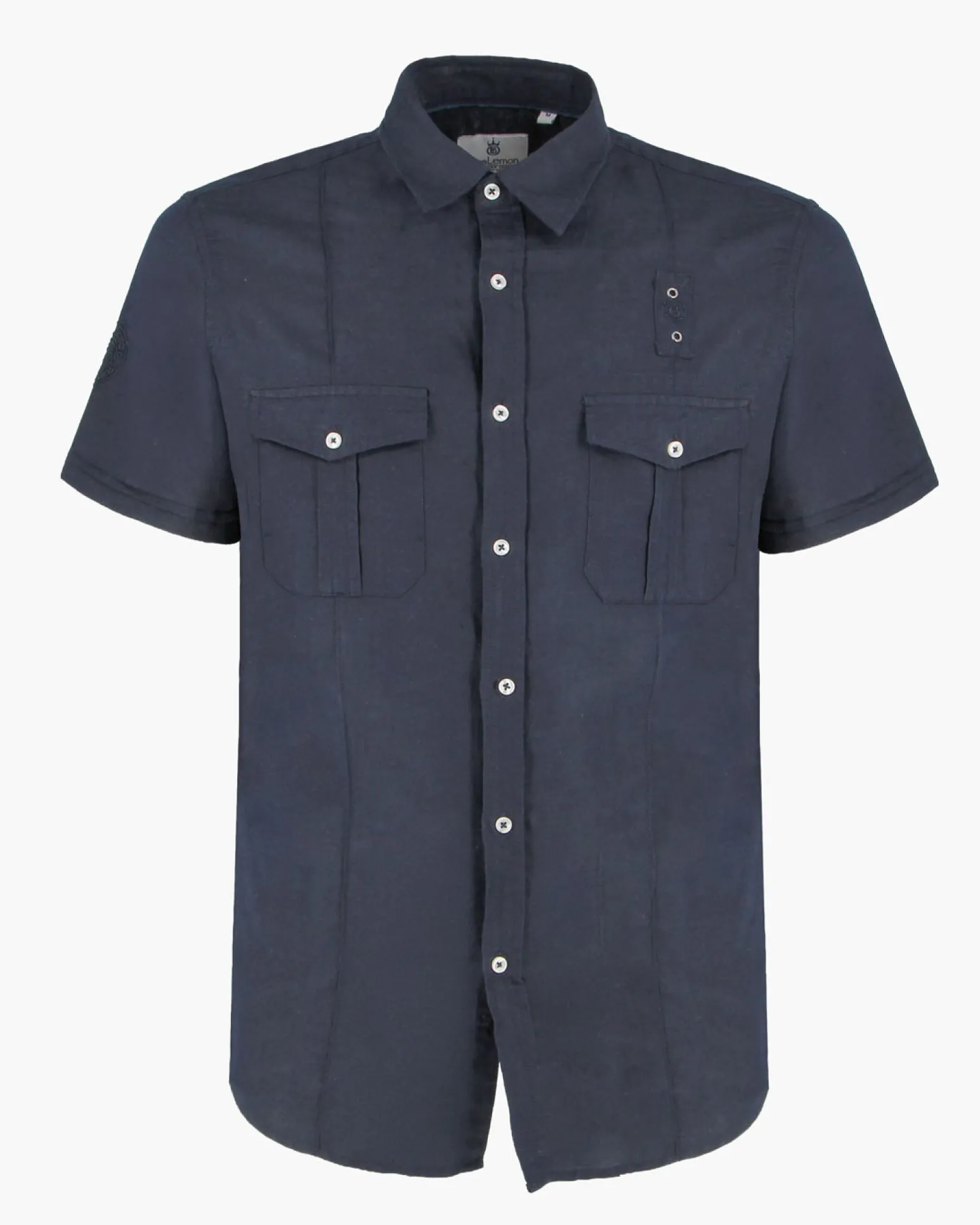 BLUE LEMON - Camicia manica corta blu in lino