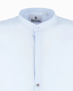 BLUE LEMON - Camicia manica lunga azzurra con collo corano in lino