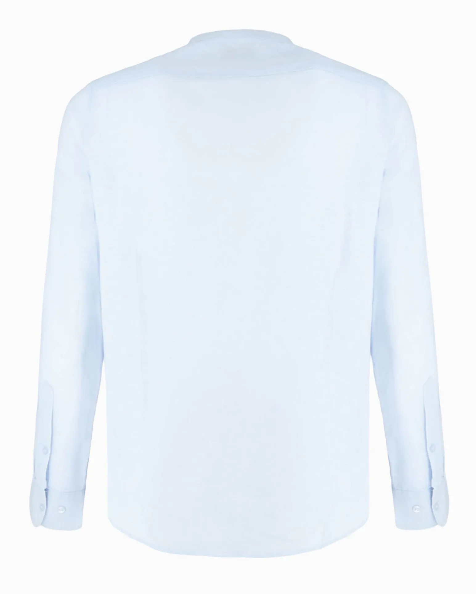 BLUE LEMON - Camicia manica lunga azzurra con collo corano in lino