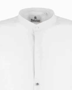 BLUE LEMON - Camicia manica lunga bianca con collo corano in lino