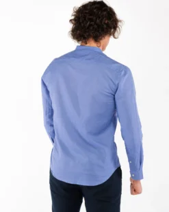 BLUE LEMON - Camicia manica lunga glicine con collo coreano in lino