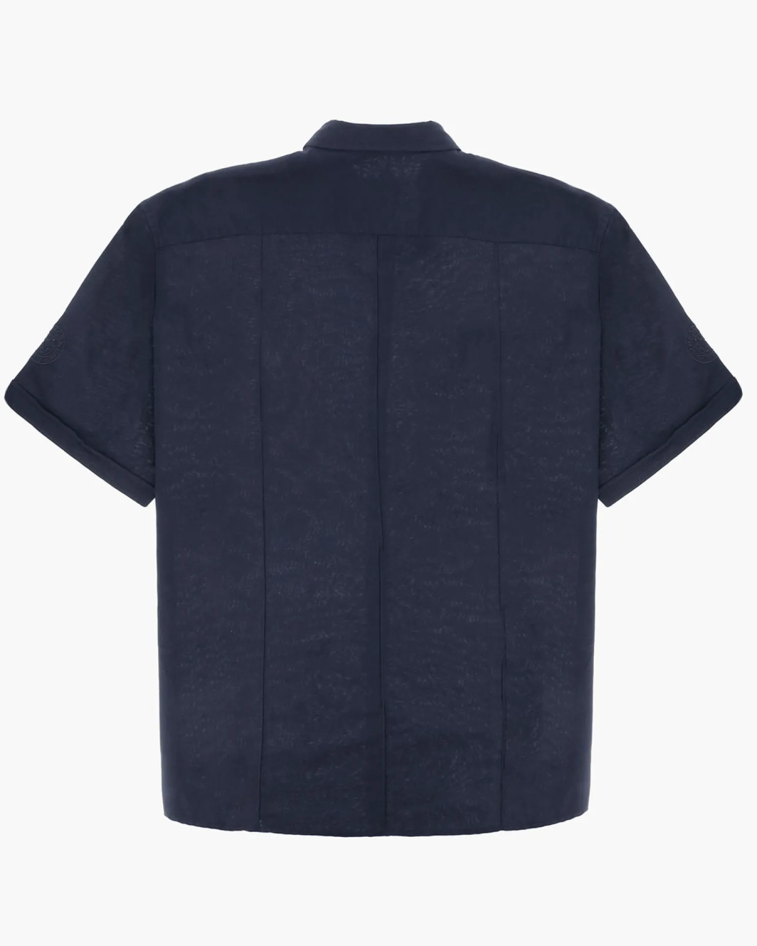 BLUE LEMON - Camicia over manica corta blu in lino