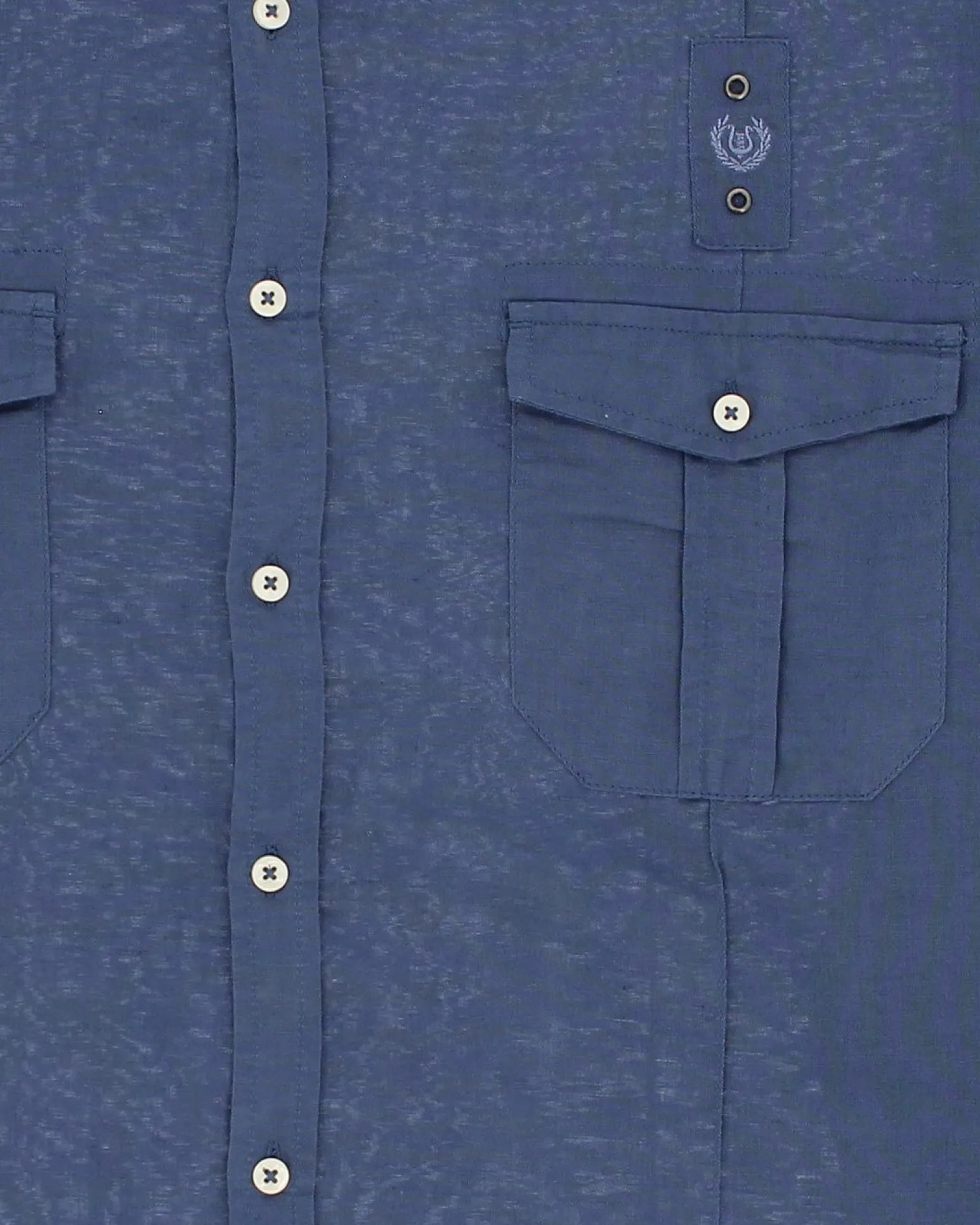 BLUE LEMON - Camicia over manica corta indaco in lino