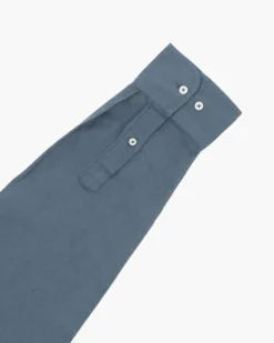 BLUE LEMON - OVER CAMICIA MANICA LUNGA LINO BLU AVIO COLLO COREANO