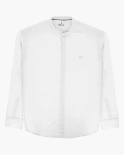 BLUE LEMON - OVER CAMICIA MANICA LUNGA LINO COLLO COREANO